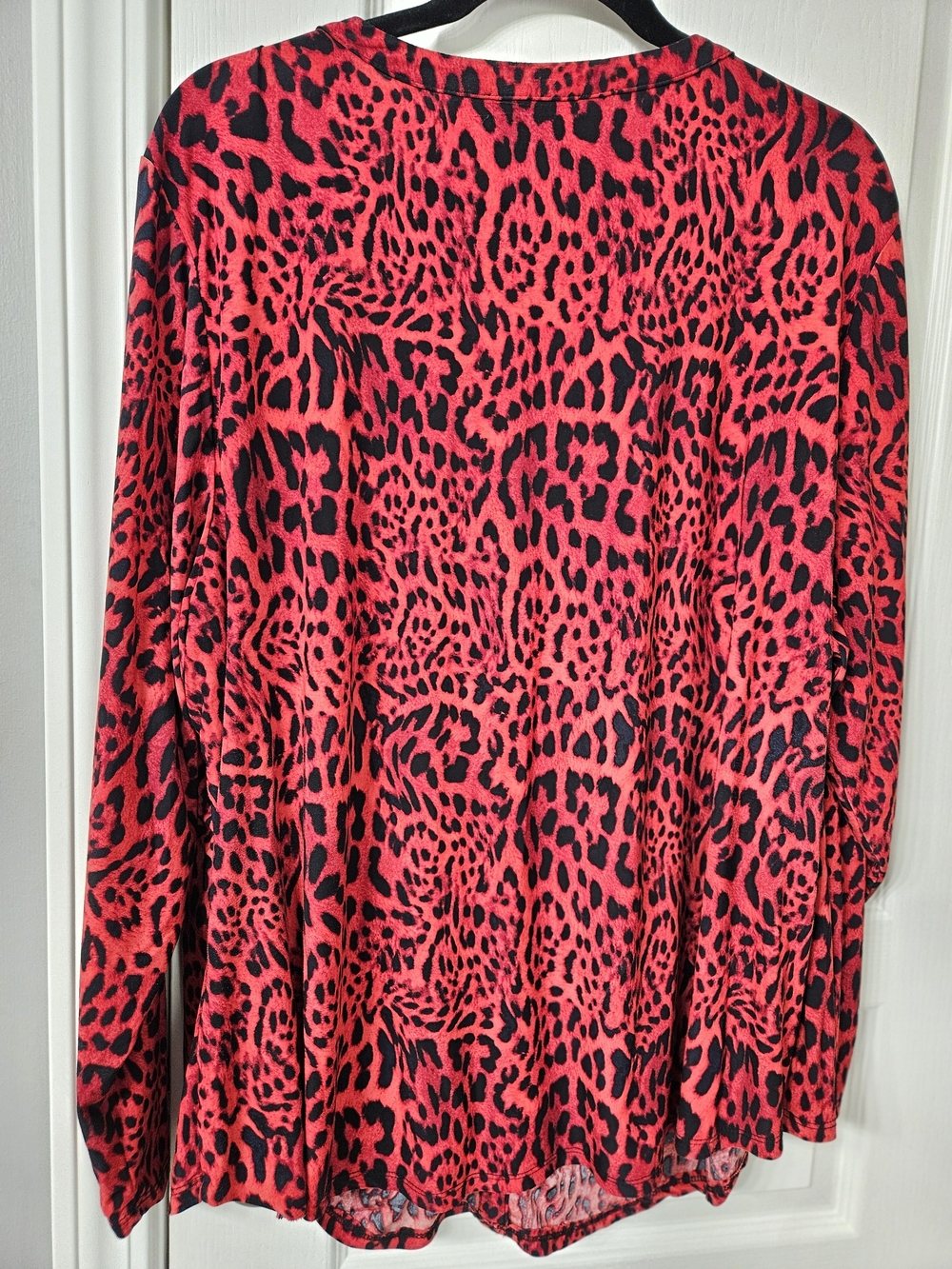 INC International Concepts Red and Black Leopard Print Blouse - Picture 4 of 5